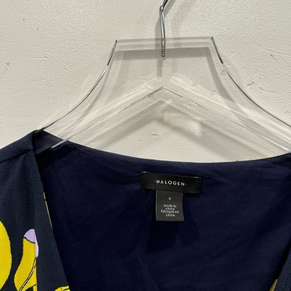 Halogen Long Sleeve Wrap Dress Blue Floral Belted Small - Picture 5 of 9